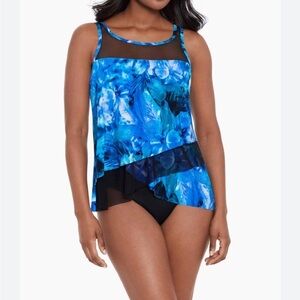 NWT Miraclesuit Sous Marine Mirage Blue Multi Tankini Top  10